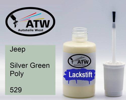 Jeep, Silver Green Poly, 529: 20ml Lackstift, von ATW Autoteile West.